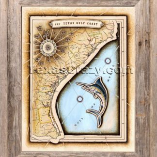 Texas gulf coast map framed