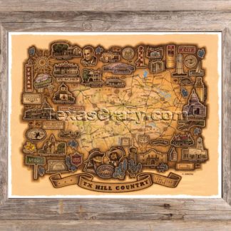 Tx hill country map framed