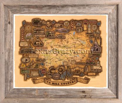 Tx hill country map framed
