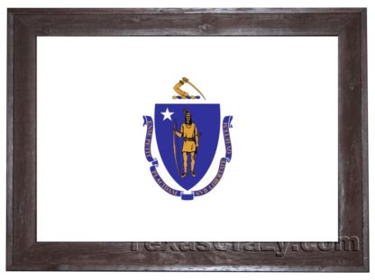 massachussetts flag framed dark f