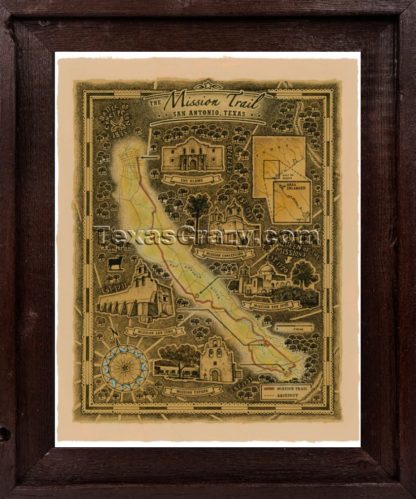 mission trail map framed dark barnwood f