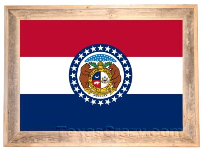Missouri State Flag Framed in Light Barnwood