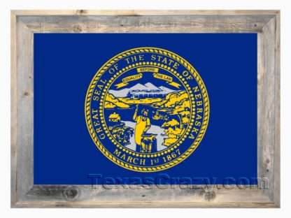Nebraska State Flag Framed in Light Barnwood