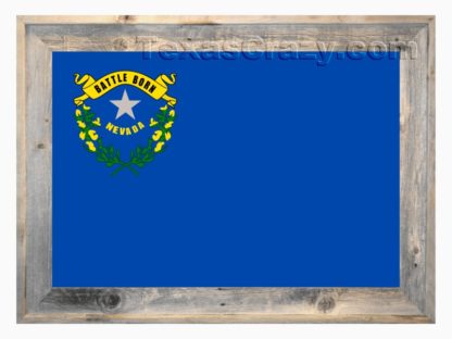 Nevada State Flag framed in light barnwood