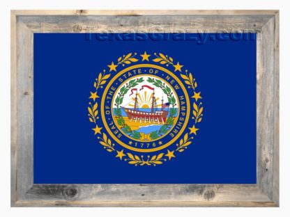 New Hampshire State Flag Framed in Light Barnwood