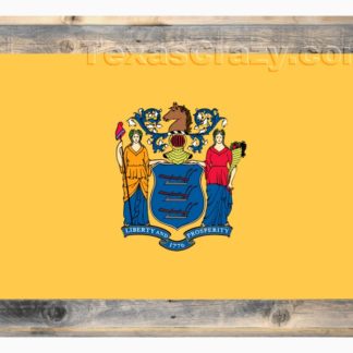 New Jersey State Flag Framed in Light Barnwood