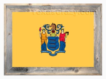 New Jersey State Flag Framed in Light Barnwood