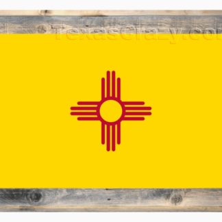 New Mexico State Flag framed in light barnwood