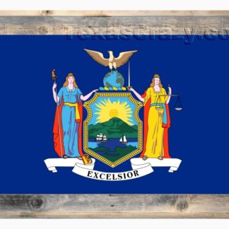 New York State Flag Framed in Light Barnwood