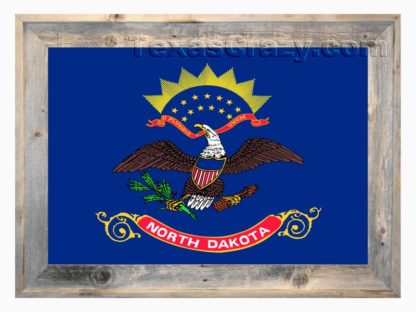 North Dakota State Flag Framed in Light Barnwood