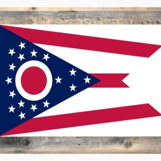 Ohio State Flag framed in light barnwood