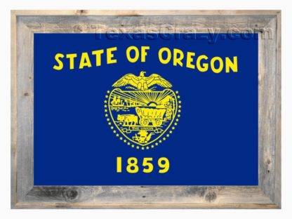 Oregon State Flag Framed in Light Barnwood
