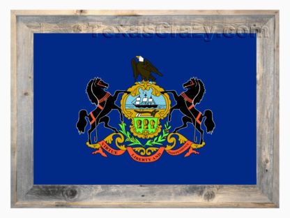 Pennsylvania State Flag framed in light barnwood