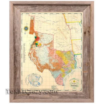 republic of texas map 1845 framed light