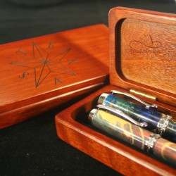 Rosewood Pen Box with Company Logo pens not included