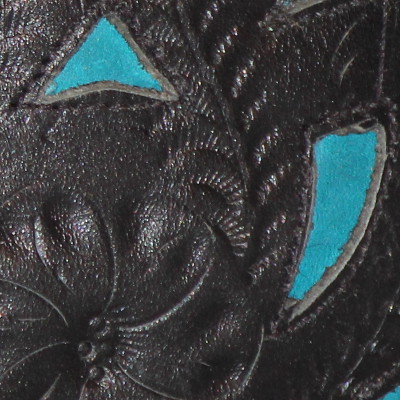 black turquoise filigree tooled leather