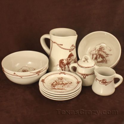 skyranch western serving set rust 9 pc