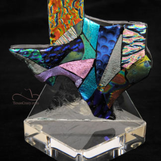 Texas Map Art Glass Desk Sculpture Large