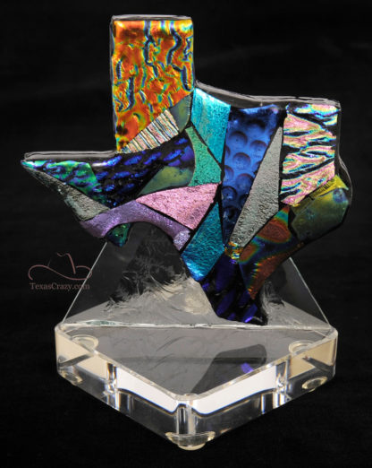 Texas Map Art Glass Desk Sculpture Large