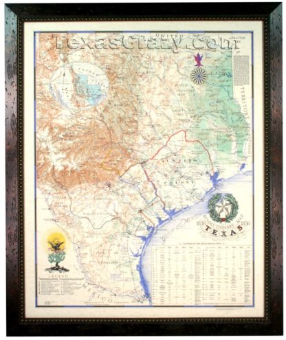 texas revolution map 1836 framed f