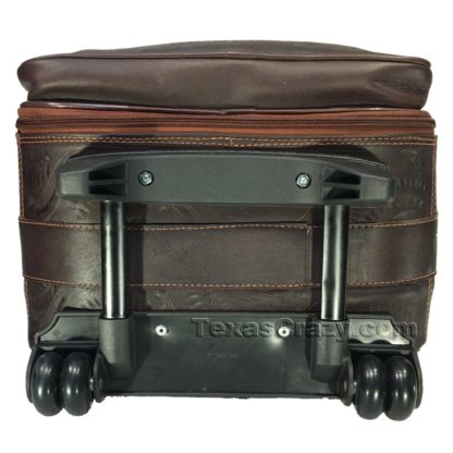tooled leather carryon roller bag 840-S brown underside