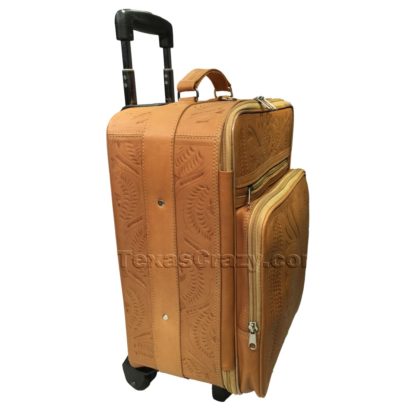tooled leather carryon roller bag side 840-S