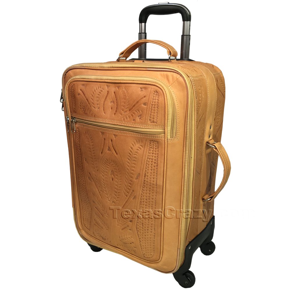 Leather Carry On Luggage with Wheels for Men