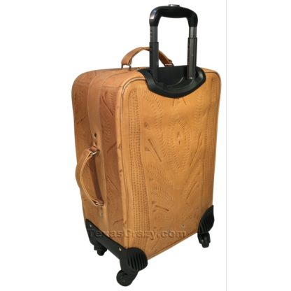 tooled leather wheeled suitcase 8840-L natural back