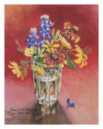 Texas meadow wildflower art print Jane Mauldin