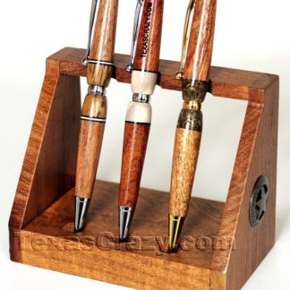 Texas mesquite pen set stand with 3 custom pens