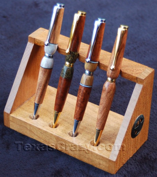 Texas mesquite four pen set with stand