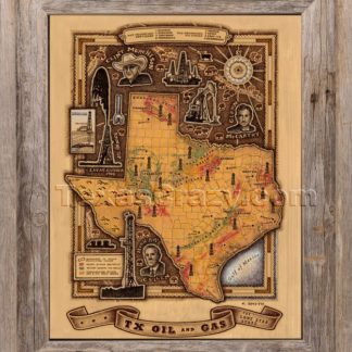 Texas Oil and Gas Map Framed custom