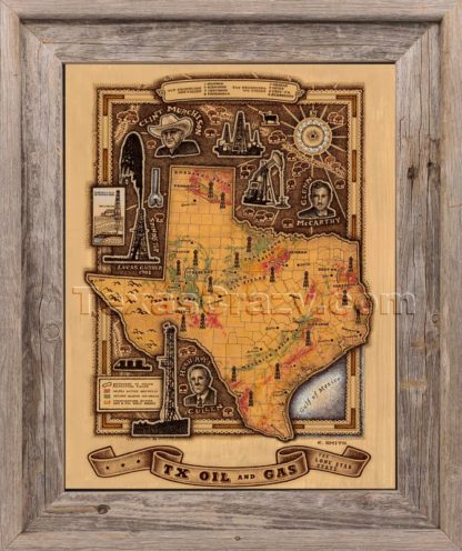 Texas Oil and Gas Map Framed custom