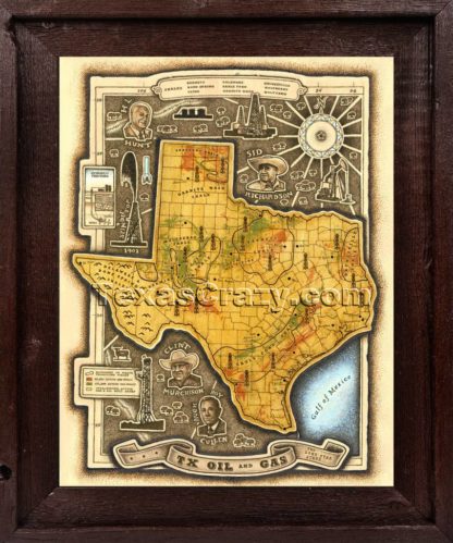 tx oil gas shales map framed dark barnwood f