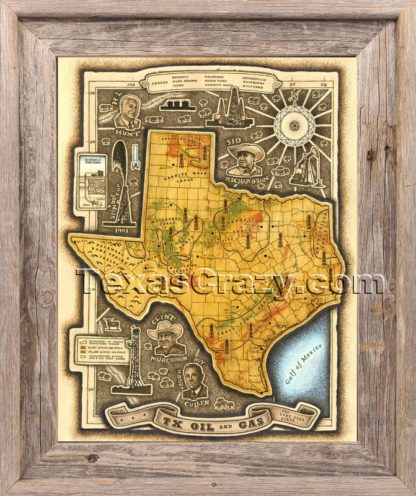 TX Oil and Gas Shales Map framed