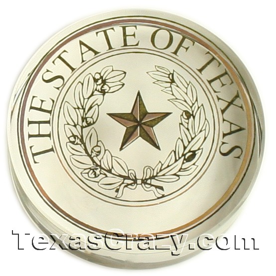 Texas state seal glass paperweight