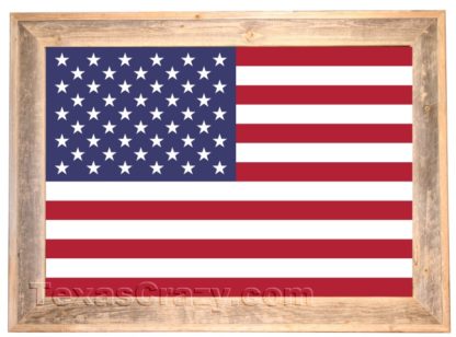 United States Framed Flag in Light Barnwood Frame