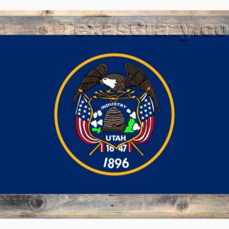 Utah State Flag Framed in Light Barnwood