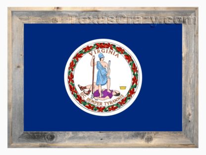 Virginia State Flag Framed in Light Barnwood