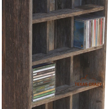 music cd cubby closeup reclaimed wood