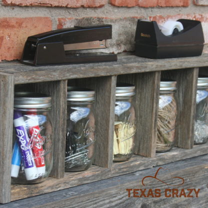 Pint glass jar reclaimed wood cubby