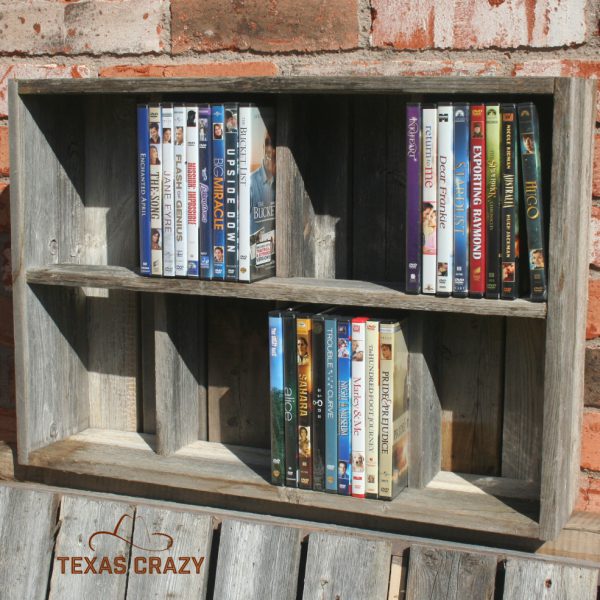 reclaimed wood dvd storage cubbies