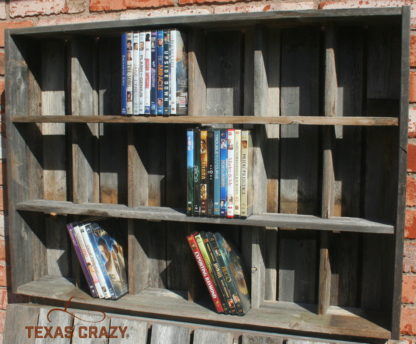 reclaimed wood dvd storage cubbies