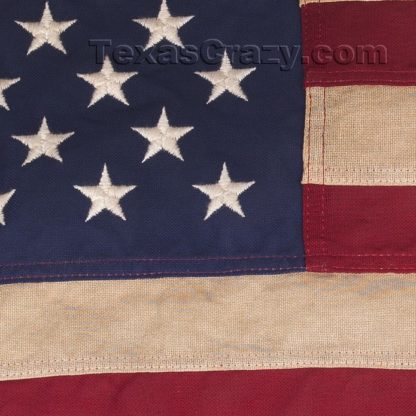 Vintage extra large 5 x 8 foot antiqued US flag closeup