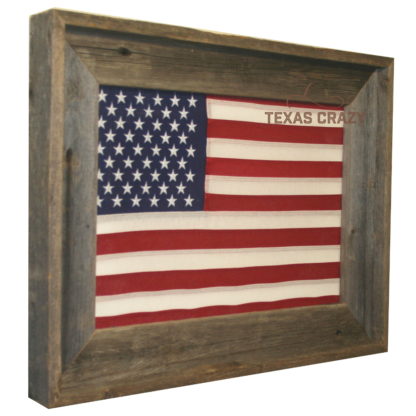 12 X 18 INCH AMERICAN FLAG FRAMED NATURAL RECLAIMED WOOD
