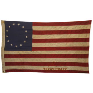Vintage Extra Large 5 x 8 foot antiqued Betsy Ross flag sewn cotton