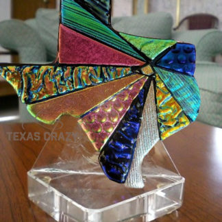 Texas Shape Starburst Art Glass Sculpture