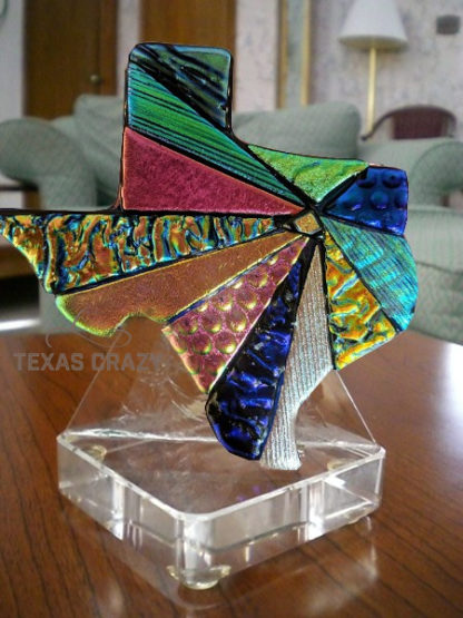 Texas Shape Starburst Art Glass Sculpture