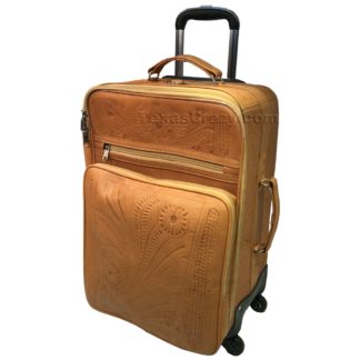 tooled leather suitcase carry on travel bag