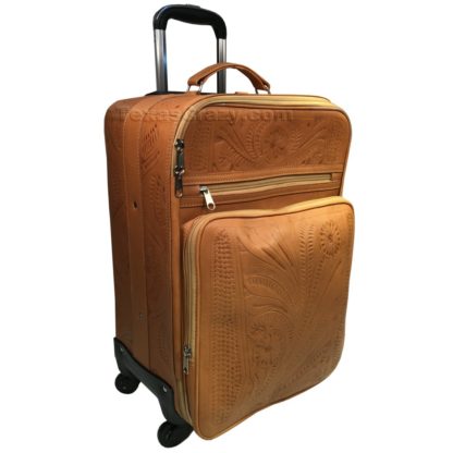 tooled leather suitcase carry on 840 L side view